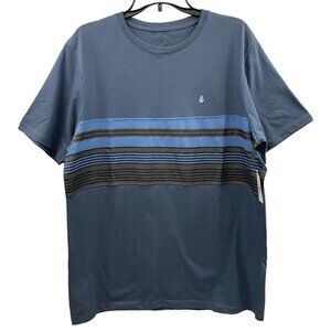 Volcom Men's Summerside Crew Tee Size XL Navy Blue/Black